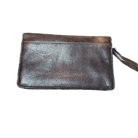 Vintage Jacob Leather Goods Bronze Brown Wristlet Clutch - Picture 13 of 14